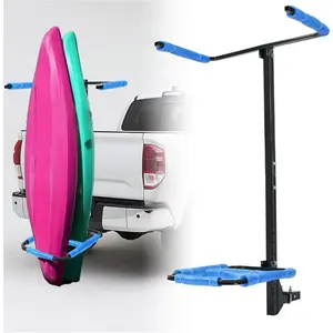 ECOTRIC RV Hitch Mount Kayak Rack Fits up to 12'' Kayaks Vertical Standing Kayak Carrier 2'' Hitch Receiver Height Adjustable 150LBS for RV Truck SUV Heavy Duty Steel-TK