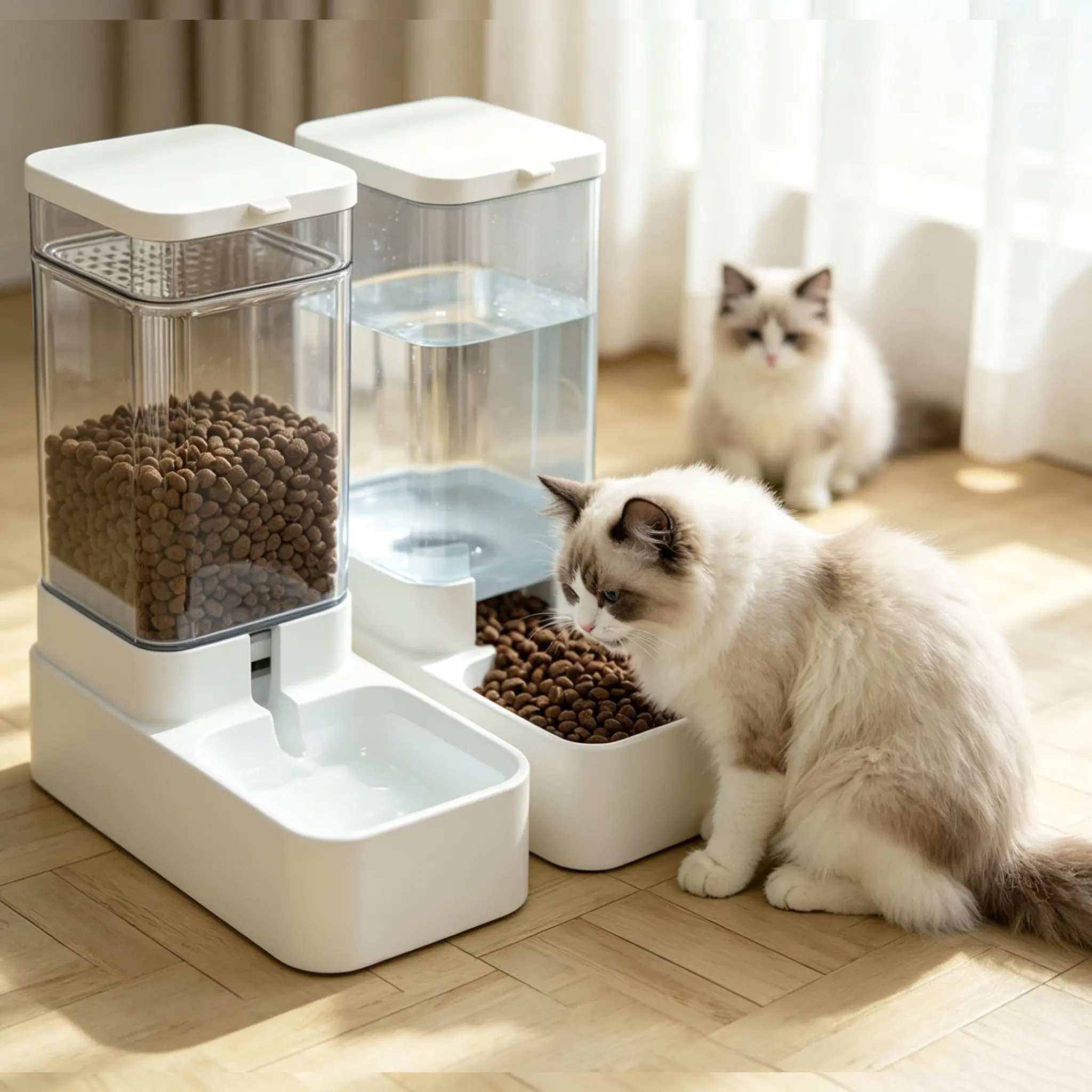 Pets Auto Feeder Large Capacity Auto Replenish Food Feeder and Water Dispenser Set for Medium & Large Dogs Cats and Pets Animals (2.1KG Automatic Feeder + 3.8L Automatic Drinker)