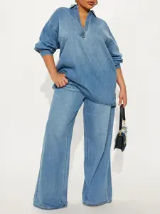 Blue Jean Baby Medium Wash Denim Pant Set Trendy Casual Fit for Everyday Wear & Casual Occasions