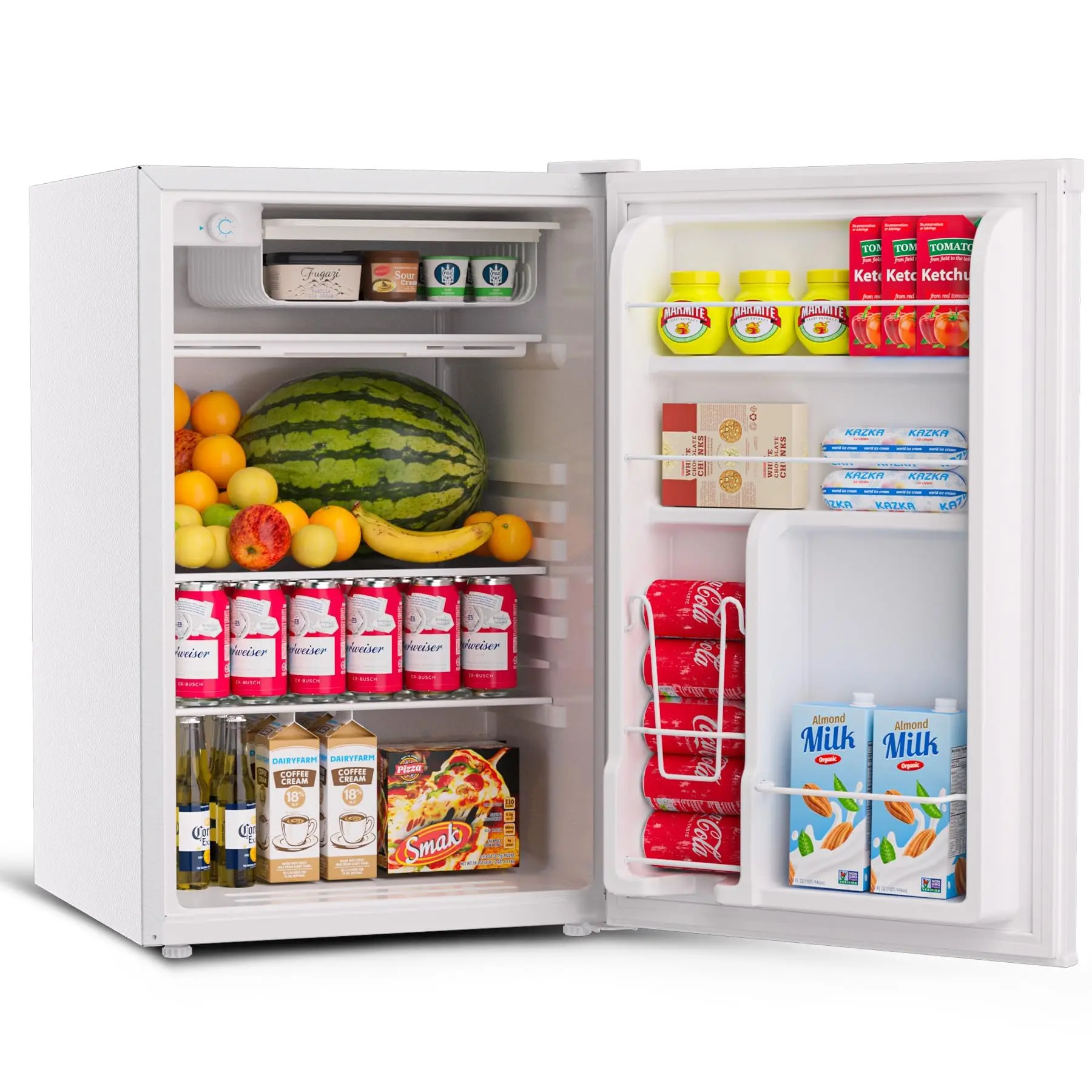 Garvee Energy Efficient 4.5 Cu. Ft. Mini Fridge with Freezer – Ultra Quiet, Efficient Compact Refrigerator, Reversible Door, 7 Temp Settings, Removable Shelf, Perfect for Apartment, Dorm, Office – BC-128 4.