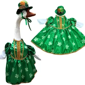 St. Patrick's Day Porch Goose Decor, Ireland Clover Adorable Holiday Statue, Perfect Home Decoration for Festive Cheer