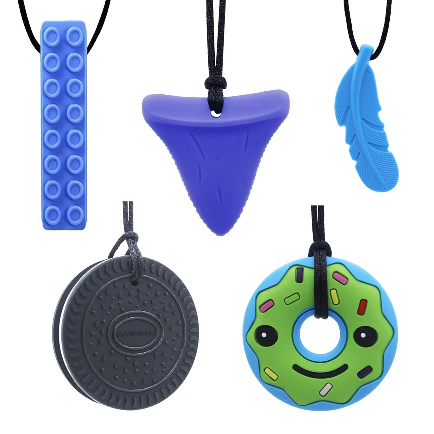 FN4 Chew Necklace for Boys Girls and Adults,5 Pieces Sensory Chew Necklaces with Autism, ADHD, SPD, Chewing, Oral Motor Anxiety Necklace