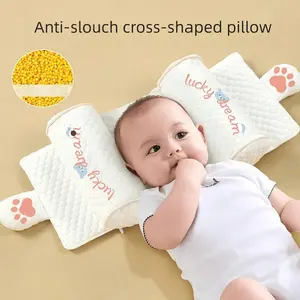 Baby Cartoon Pillow, Rice Grain Pillow, Anti-Tilt Pillow for Newborns 0-1 Year, Cute Baby Pillow, Filled with Rice Grains (embroidered), Soft Bedding