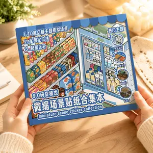 TXP 9.0 Miniature Convenience Store Scene Sticker Book with Tweezer, Kawaii-Cyberpunk Dreamcore Stickers for DIY Planner, Scrapbook Supplies, Stress Relief Gift for Craft Enthusiasts summerwins,summerwins