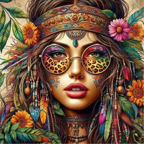 5D DIY rhinestone round diamond painting, diamond art painting kit, Diy Kits, Handicraft, flowers, feathers, beads, mosaic, canvas, decorative painting, home wall decor, suitable for gifts