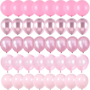 [New Deal] 60 Packs Pink Balloons Set, 12 Inch Metallic Chrome Pearl Macaron Light Different Shades Birthday Decorations, Wedding.