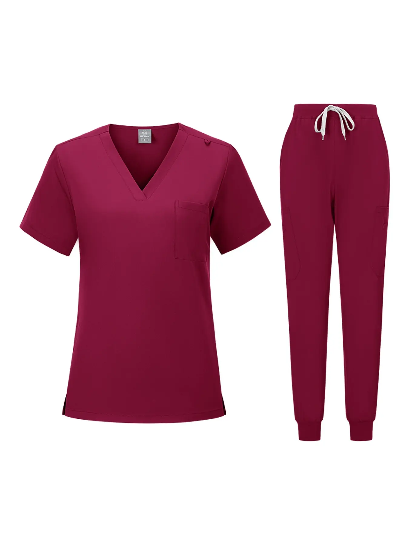 Lightweight Breathable V Neck Short Sleeve Scrubs Suit Basic Wicking Workwear Uniforms For Beauty Centers Staff Medical Workwear Set