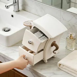 Creative Leaning Drawer Organizer, Desk Accessories, Multi-Compartment Stackable Desk Storage Box for Small Items, Jewelry Holder Tray for Vanity Entryway, Space-Saving Countertop Caddy, Plastic Divided Container for Home Office