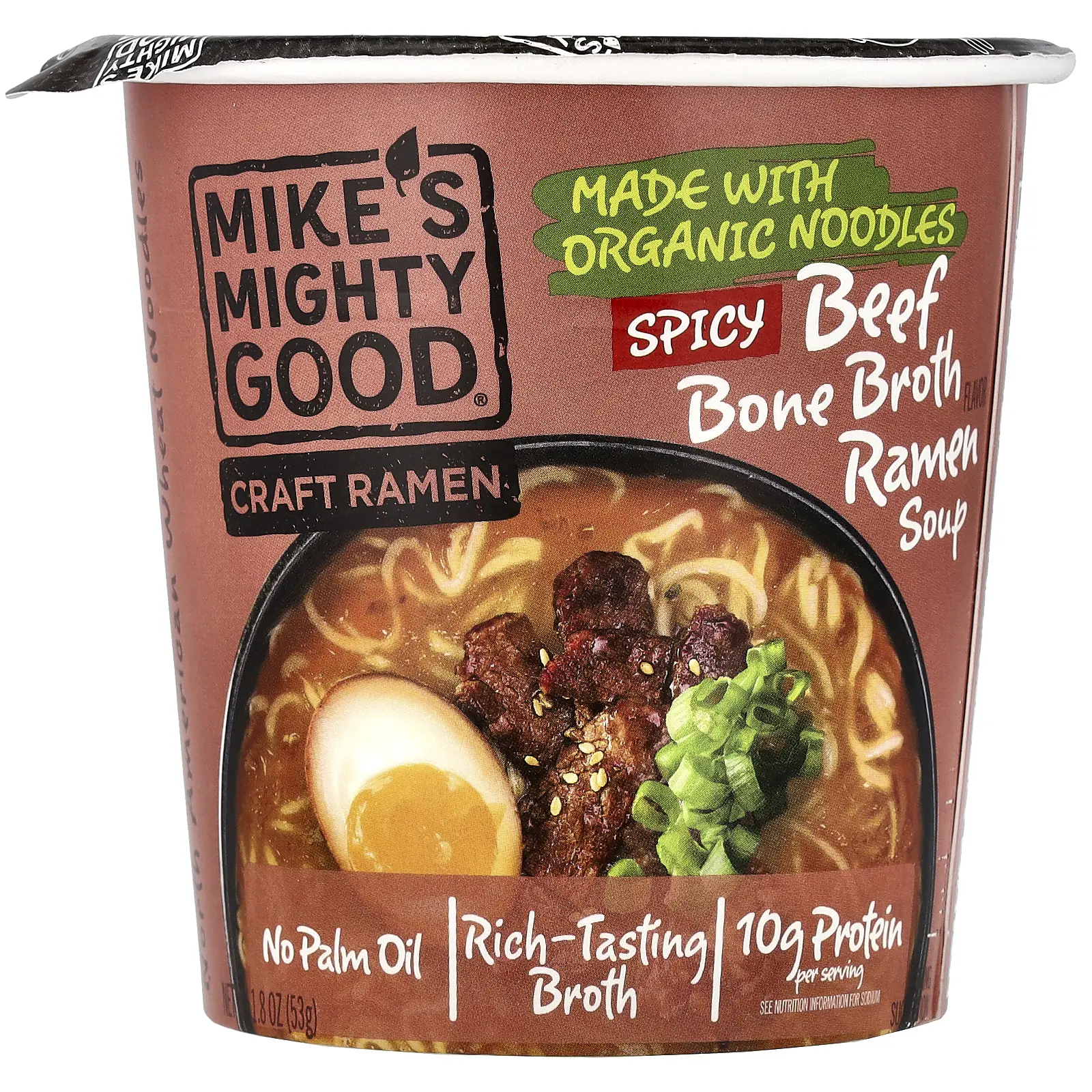Mike's Mighty Good Craft Ramen, Spicy Beef Bone Broth Ramen Soup, 1.8 oz (53 g)