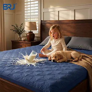 Waterproof Mattress Protector, Soft Breathable Noiseless Mattress Cover, Deep Pocket Fits 6-18 Inch Mattress, Machine Washable, BRJ
