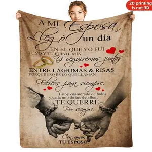 Wife Gift from Husband: Spanish Love Message Flannel Blanket - Romantic Anniversary Gift Warm Throw Blanket for Married Couples