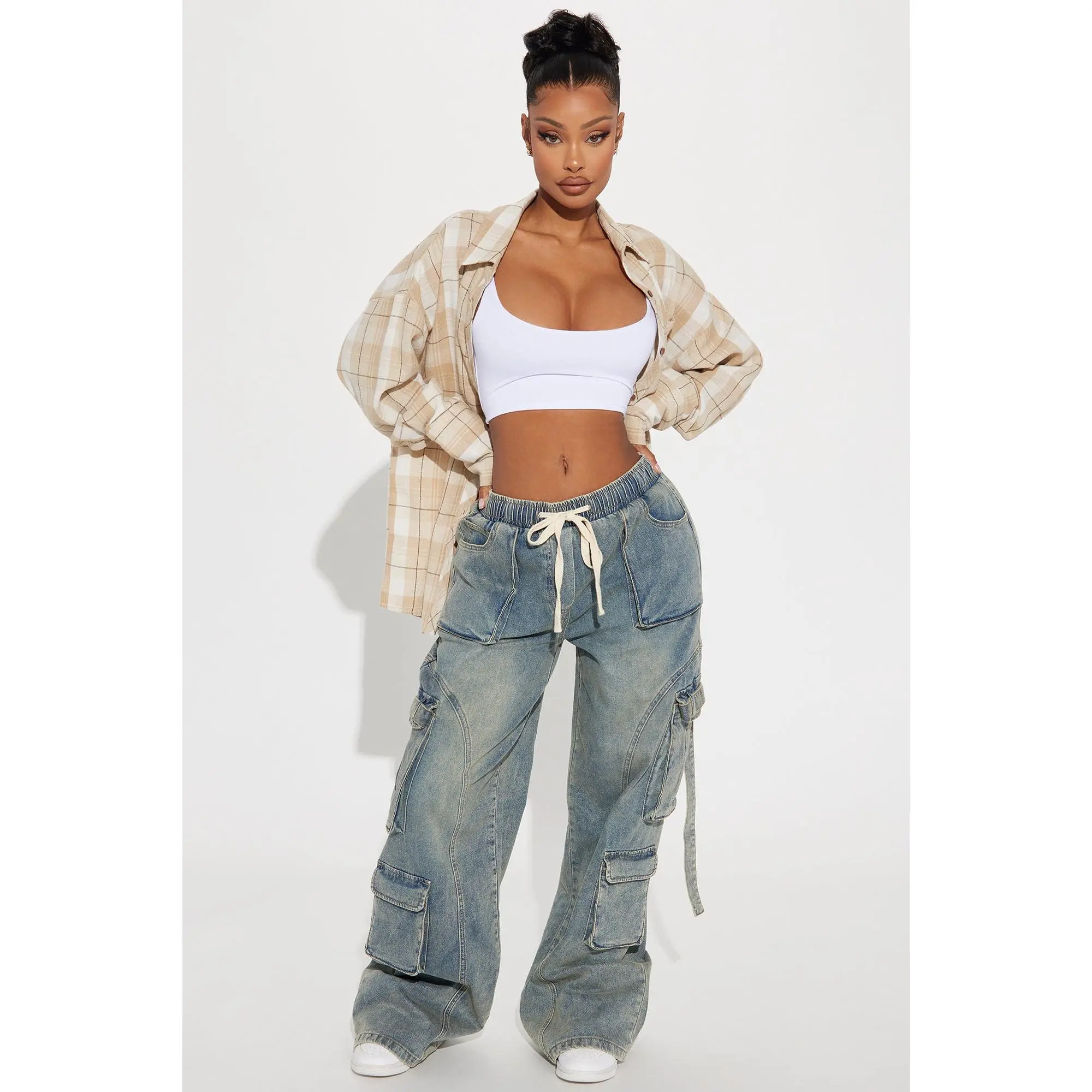 Met My Match Baggy Cargo Jeans - Vintage Wash Met My Match Baggy Cargo Jeans - Vintage Wash