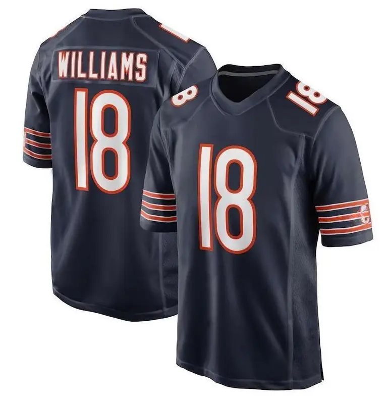 Caleb Williams Jersey #18, Chicago Football Jersey for Men & Women, Unisex Game Jersey, Navy Orange White Sports Shirt, Game Day Fan Apparel & Gift