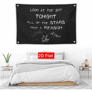 2D Flat Banner Starry Sky Pattern Lil Peep Love Rapper Wall Hanging Decor Tapestry, Room Art Home Decoration, Bedroom Decor, Living Room Door Curtain, Balcony Pull Flag