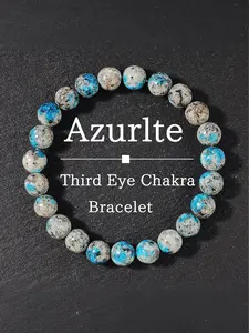 Natural Crystal Blue Volcanic Stone Agate Bracelet Beads, Third Eye Chakra, Spiritual Jewelry, Gift for Friends, Healing Crystal Jewelry, Choking Hazard Warning