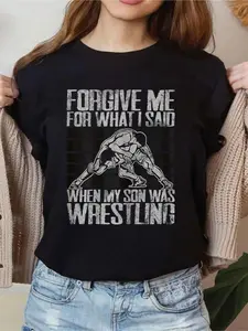 100% Cotton Wrestling Mom Wrestling Moms T-Shirt graphic shirt women