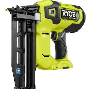 RYOBI ONE+ 18V 16-Gauge Cordless AirStrike Finish Nailer P326 Green Stainless Steel Auto Set Tool Only for Crown Molding & Baseboard