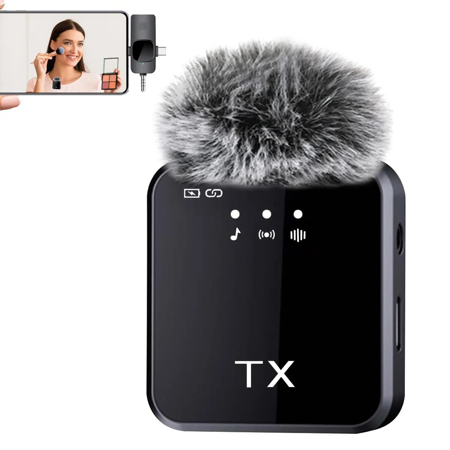 Wireless Lavalier Mini Microphone for iPhone, Android, Active Noise Cancellation, Receiver, Magnetic Lapel Microphone for TikTok,  Video Vlog, Interviews, Recording, Live Streaming, Noise Cancelling Mic, Live Broadcast Equipment