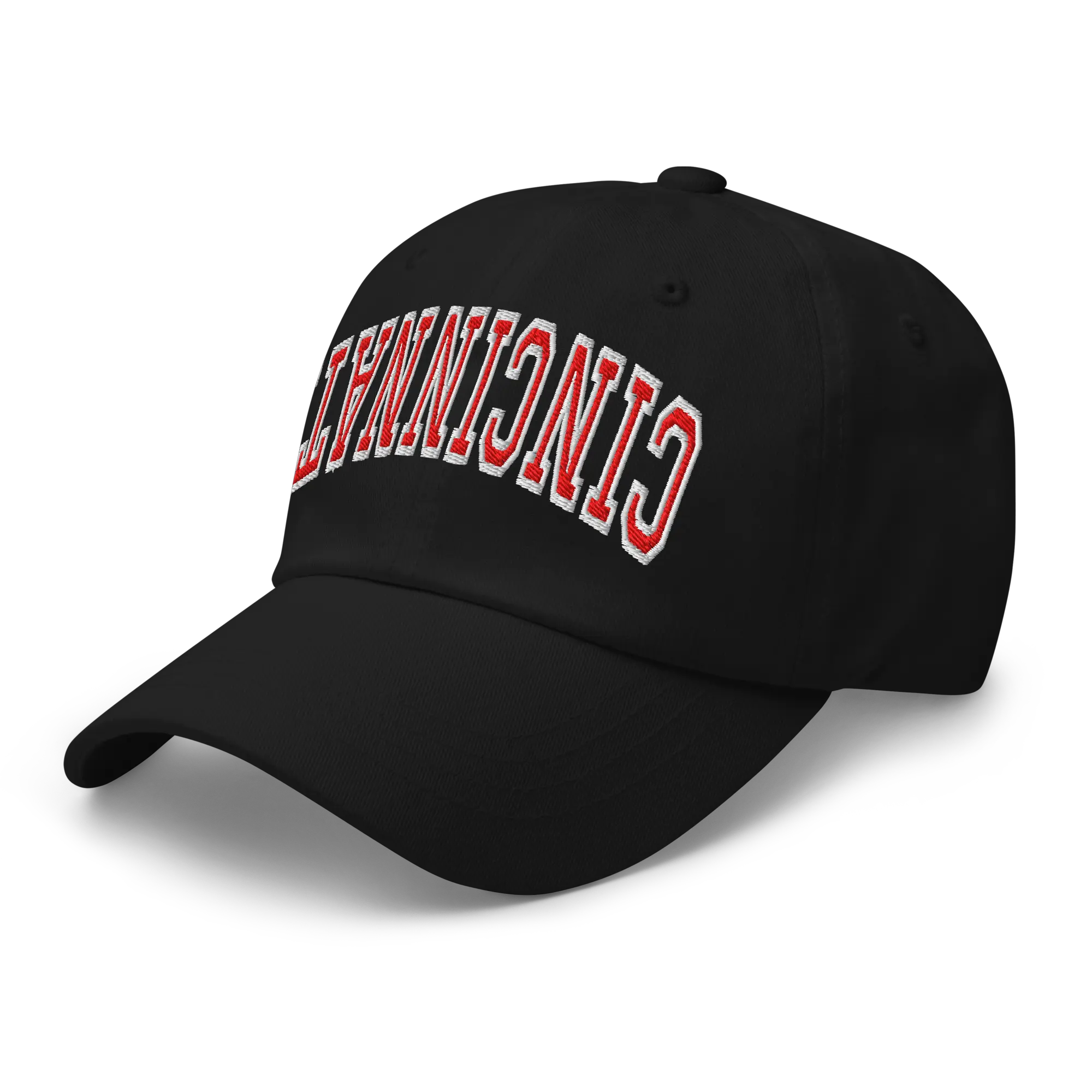 RIVEMUG NX Upside Down Cincinnati Embroidered Curved Bill Cap Relaxed Fit Low Crown Adjustable Hat