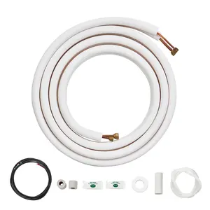 VEVOR 16FT Mini Split Line Set,  1/4" & 3/8" O.D Copper Pipes Tubing and Triple-Layer Insulation, for Air Conditioning or Heating Pump Equipment & HVAC with Rich Accessories (18ft Connection Cable)