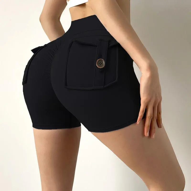 Women’s one-piece set of pink hip-hugging cycling shorts—quick-dry, high-waisted, stretchy casual shorts suitable for gym workouts, women’s sportswear, women’s cycling shorts, travel essentials, and camping essentials.