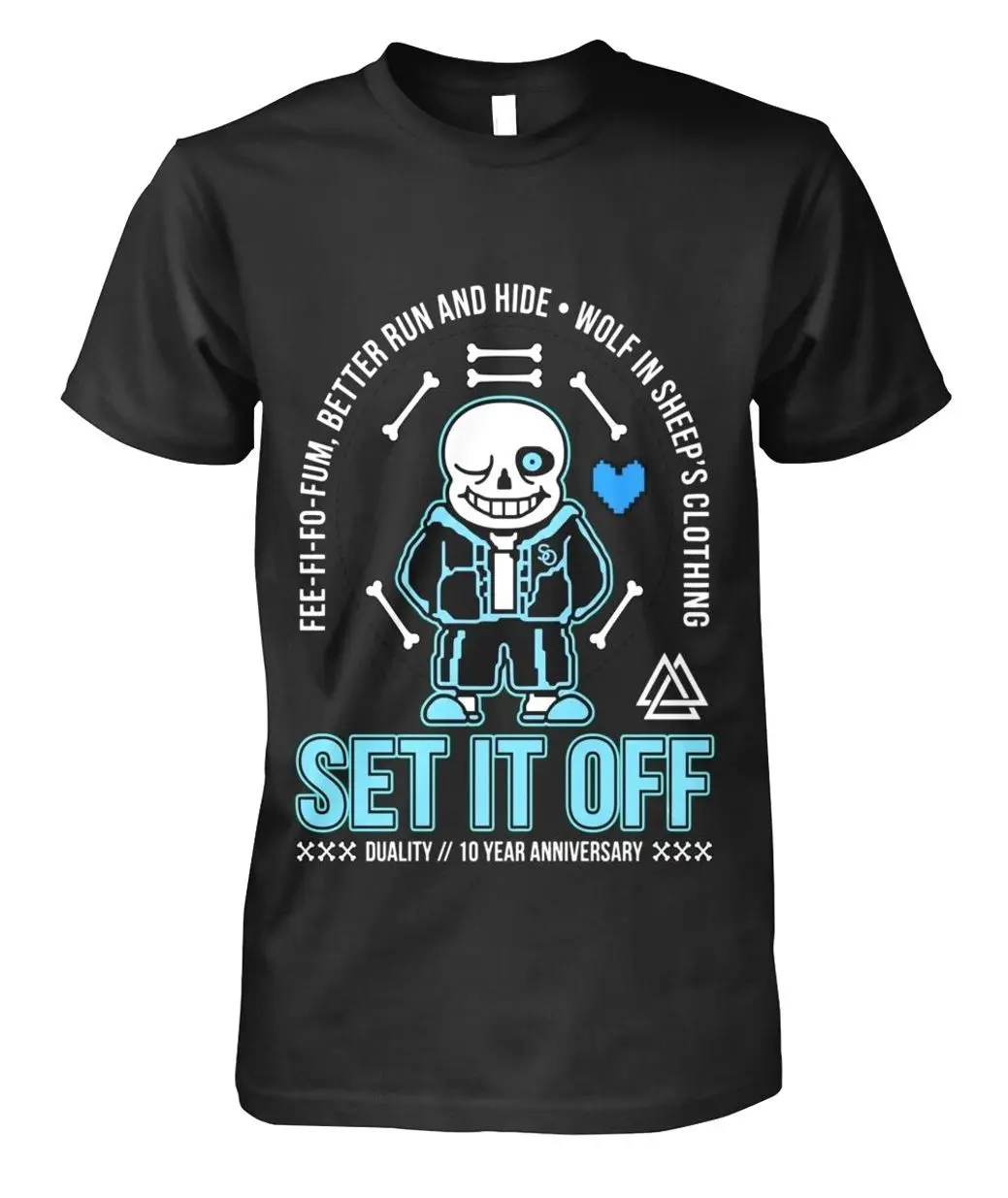 Set It Off Duality 10 Year Anniversary Undertale Sans Skeleton Shirt Cotton