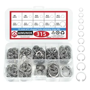 Aimunok 304 Stainless Steel C-Type Retaining Ring, Hole Type Retainer, Shaft Type Retainer, Durable and Reliable Mechanical Component