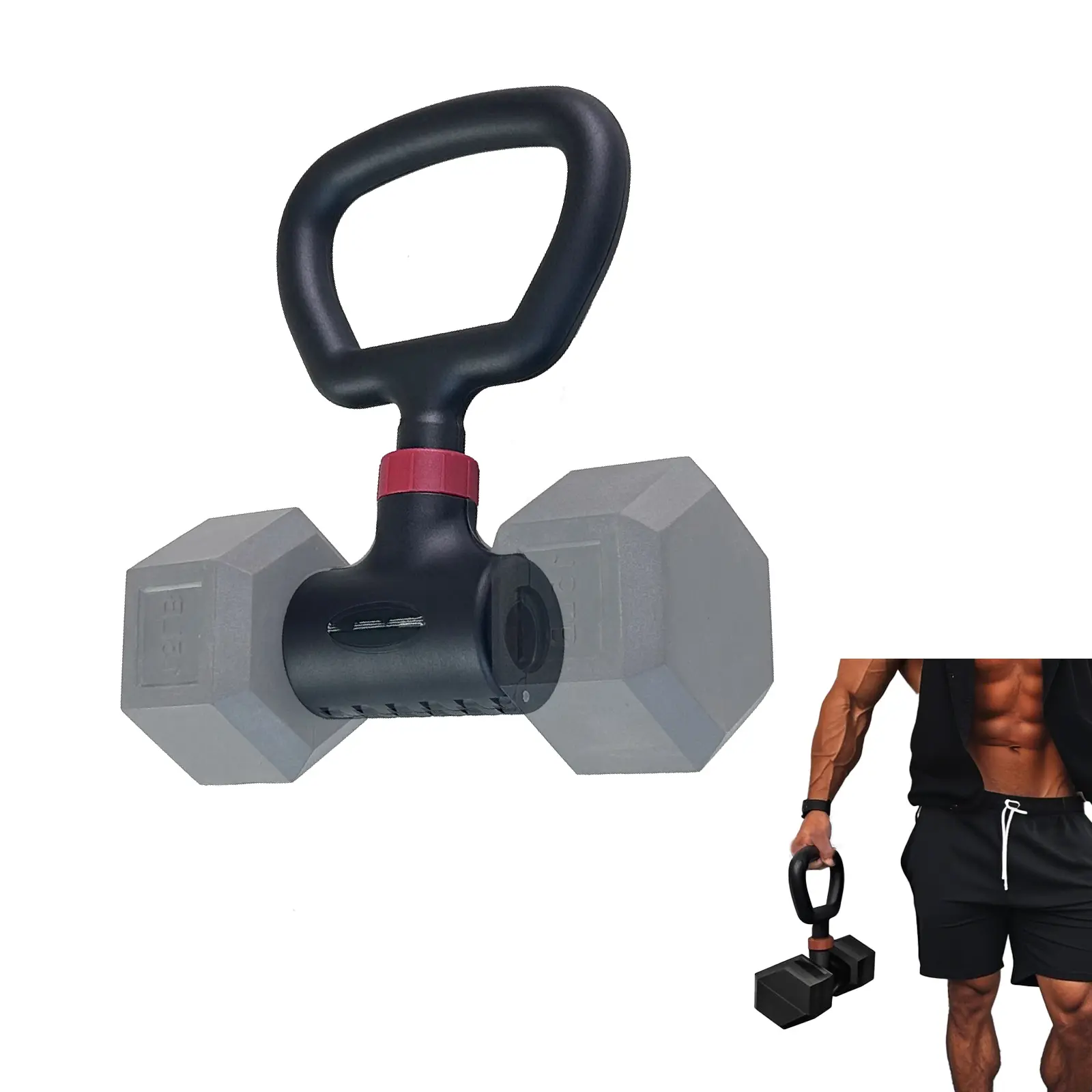 Adjustable Dumbbell to Barbell Connector, Black Stainless Steel Bar with 200 lb Capacity - Great for Home Strength Training, Workout Training Equipment, Full Body Workout, Weight Lifting, Universal