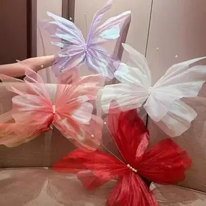 5-Piece Set Hot-Selling Wedding Veil Butterfly Pearl Iridescent Wedding Room Decoration Living Room Three-Dimensional Veil Flower Road Silk Flower Wedding Scene Decoration