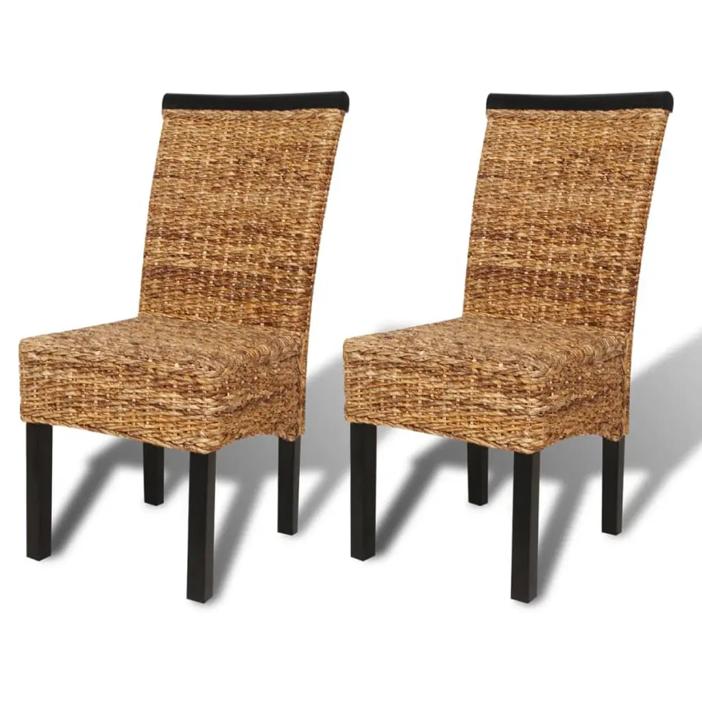 vidaXL 2x Dining Chair w/ Backrest Rattan Abaca Wicker Solid Mango Wood Seats 243233