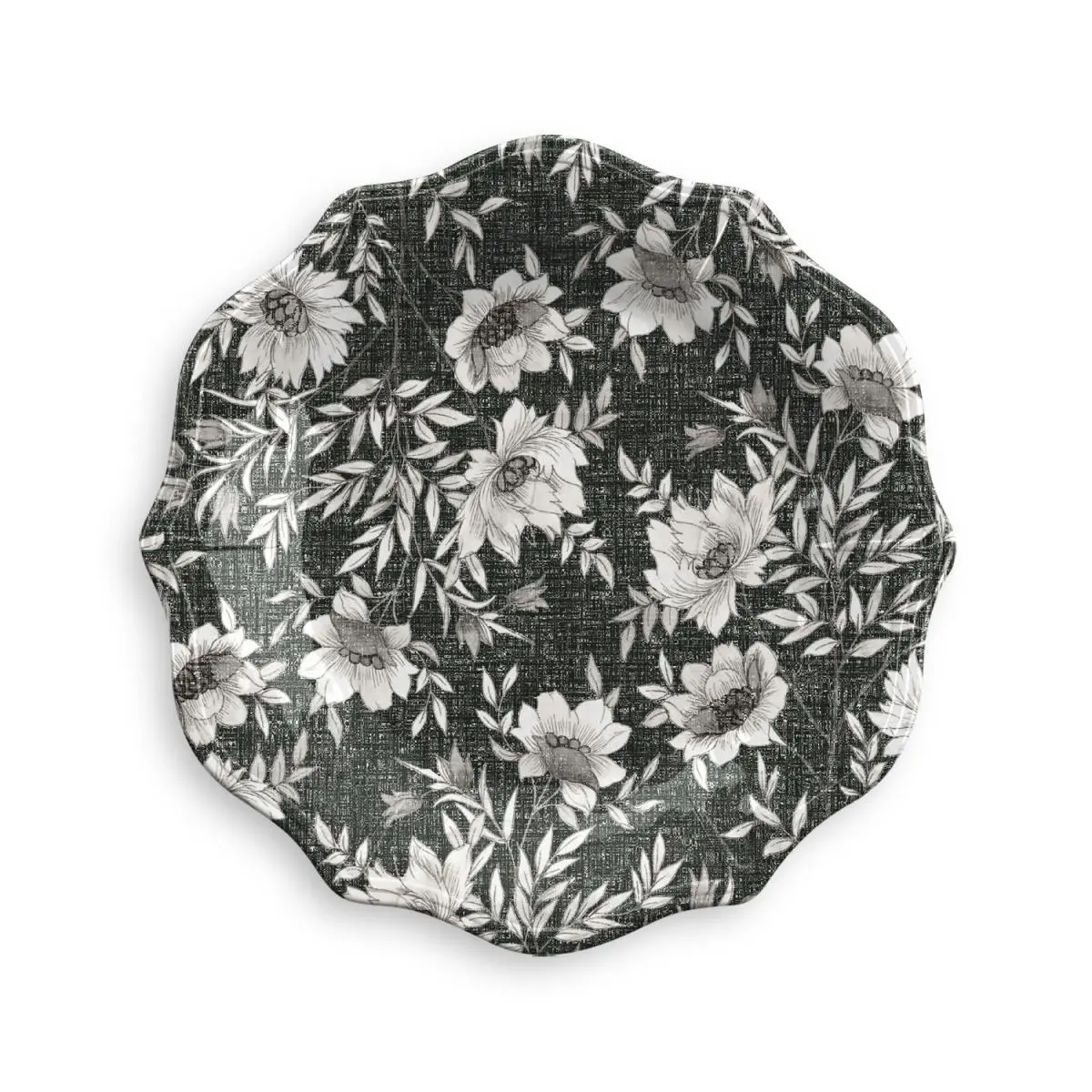 212 MAIN 9 in. Farmhouse Botanical Print Melamine Salad Serving Plates - Set of 6, Shatterproof, Outdoor-Safe Dinnerware Tableware