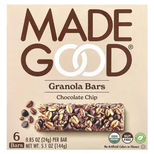 MadeGood Granola Bars, Chocolate Chip, 6 Bars, 0.85 oz (24 g) Each