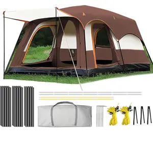 【Camping Essentials】12 Person Extra Large Outdoor Camping Tent Waterproof Instant Setup Oxford Polyester Lightweight Mesh Windows Double Doors Easy Pop Up Camping Accessories Tent for Camping Easter Mother's Day Father's Day Graduation Memorial Day Gift