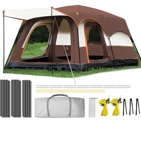 Tents for Camping 12-Person Extra Large Family Tent Easy Quick Setup Oxford Polyester Windproof UV-Protection Lightweight Mesh Windows 3 Doors Glamping Tent Beach Tent Camping Gear Camping Essentials casas de camping Labor Day Gift