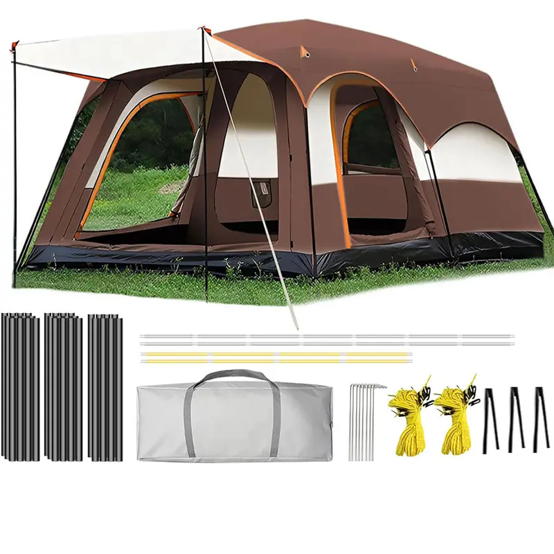 Tents for Camping 12-Person Extra Large Family Tent Easy Quick Setup Oxford Polyester Windproof UV-Protection Lightweight Mesh Windows 3 Doors Glamping Tent Beach Tent Camping Gear Camping Essentials casas de camping Labor Day Gift