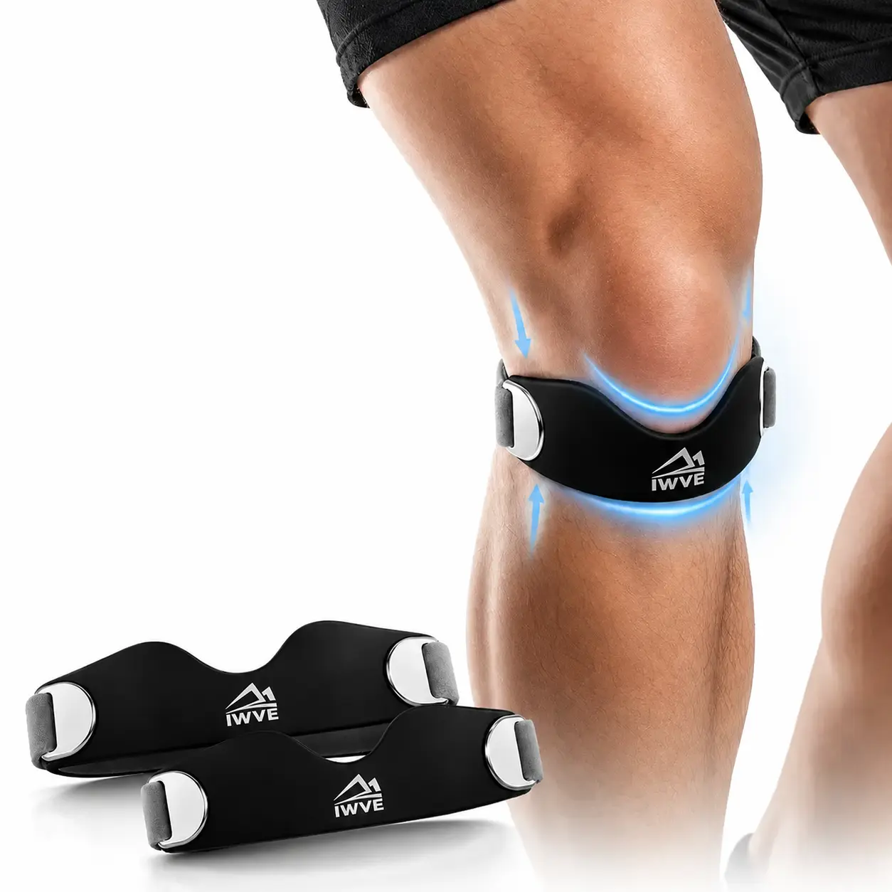 IWVE Silicone Patella Knee Strap  Patella Knee Strap, Patella Tendon Knee Strap ,Adjustable Patellar Tendon Support for Women & Men Knee ,Soccer, Basketball, Running, Jumpers Knee,plus Tennis, Tendonitis, Volleyball & Squats
