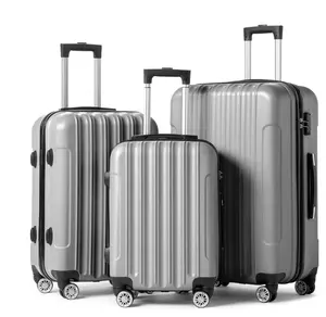 3 Piece Nested Spinner Suitcase Luggage Set With TSA Lock Gray