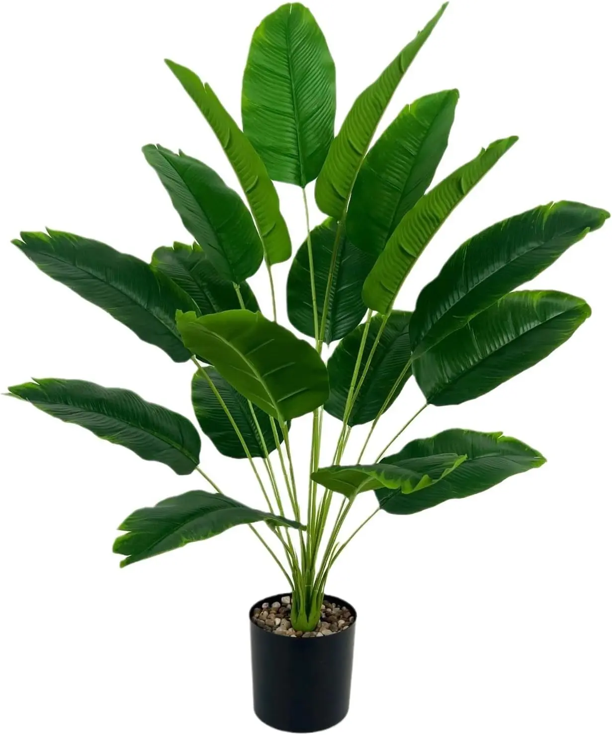 Artificial Bird of Paradise Plant 28“, 18 Trunks, Faux Palm Tree in Pot for Indoor/Outdoor Décor