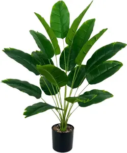 Artificial Bird of Paradise Plant 28“, 18 Trunks, Faux Palm Tree in Pot for Indoor/Outdoor Décor