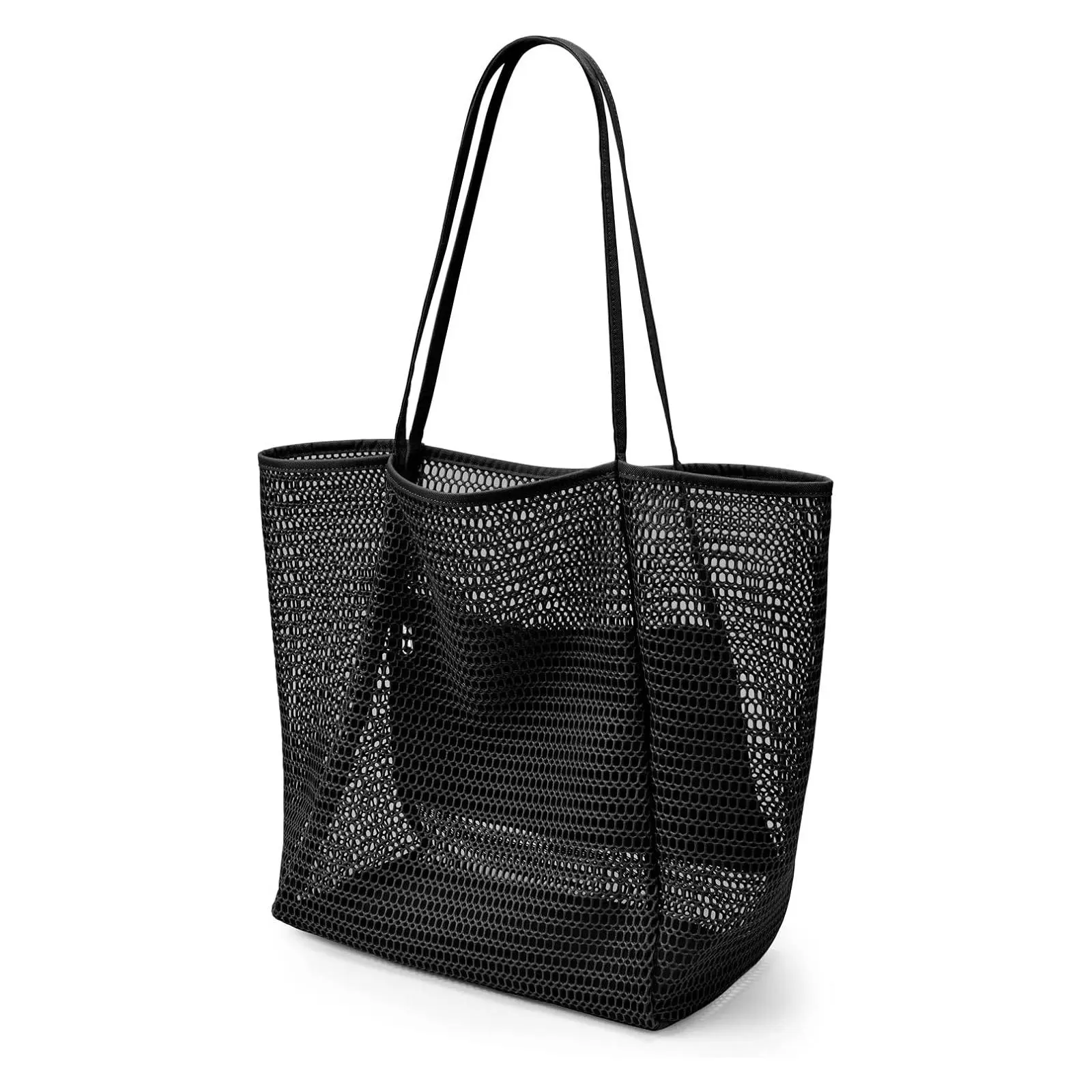 %AZMT/Mesh Beach Bag, Women's Shoulder Tote Bag, Large Capacity Foldable Mesh Swim Bag With Pocket, Bath Swimming Toiletries Storage Bag, Beach And Seaside Entertainment Storage Tote Bag