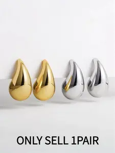14K Gold Plated & Sterling Silver Post Teardrop Chunky Drop Earrings for Women | Hypoallergenic Lightweight Everyday & Gift Jewelry Stud Earring