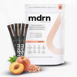 MDRN Hydration Peach Electrolyte Mix | Monk-Fruit Sweetened, B-Vitamins & Antioxidants (20 Sticks)