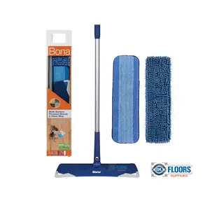 Bona Premium Microfiber Hard Surface Mop - Adjustable Household Floor Cleaning Tool with Dust Pad, Microfiber Mop Pads and Sweeping Function