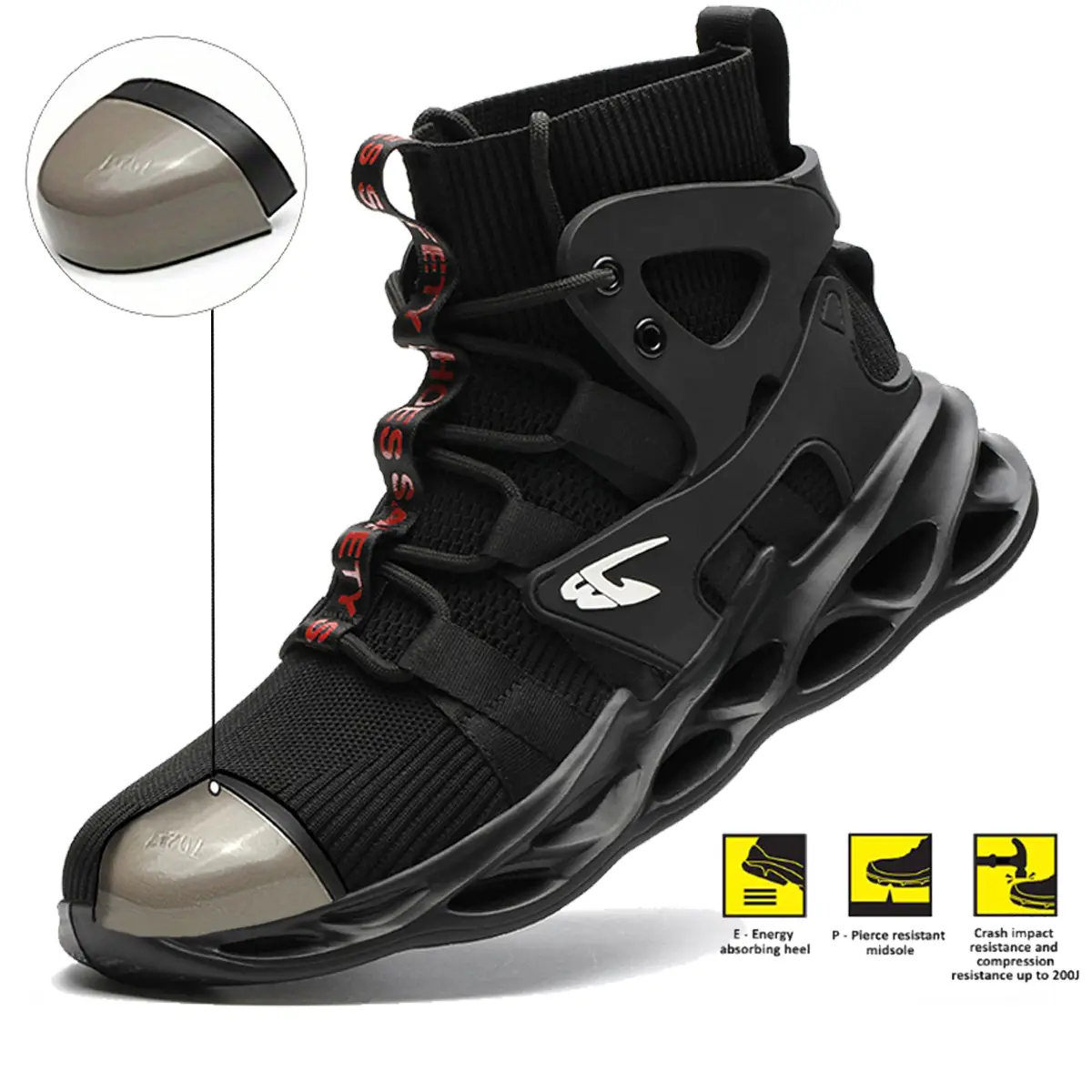 Sneaker Men's Steel Toe Work Safety Shoes Woven Knit Industrial Construction sport breathable boot shoe healthcare worker