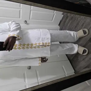 Men's African Kaftan Set, Long Sleeve Embroidered Luxury Elegant Kurta Suit, Party Wedding Holiday Muslim Men, 2 Piece Set For Men, Classy Tops, Outfits