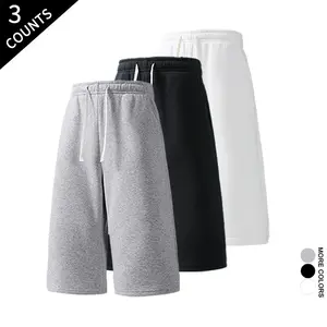 3-Pack Men's 7 Inch Loose Sweat Shorts Casual Drawstring Knee Length Shorts fathersdaygift