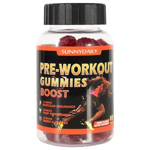 SUNNYDAILY PRE-WORKOUT GUMMIES BOOST- 2 Flavor Variety 、Sugar Free、Muscular Endurance、60 servings