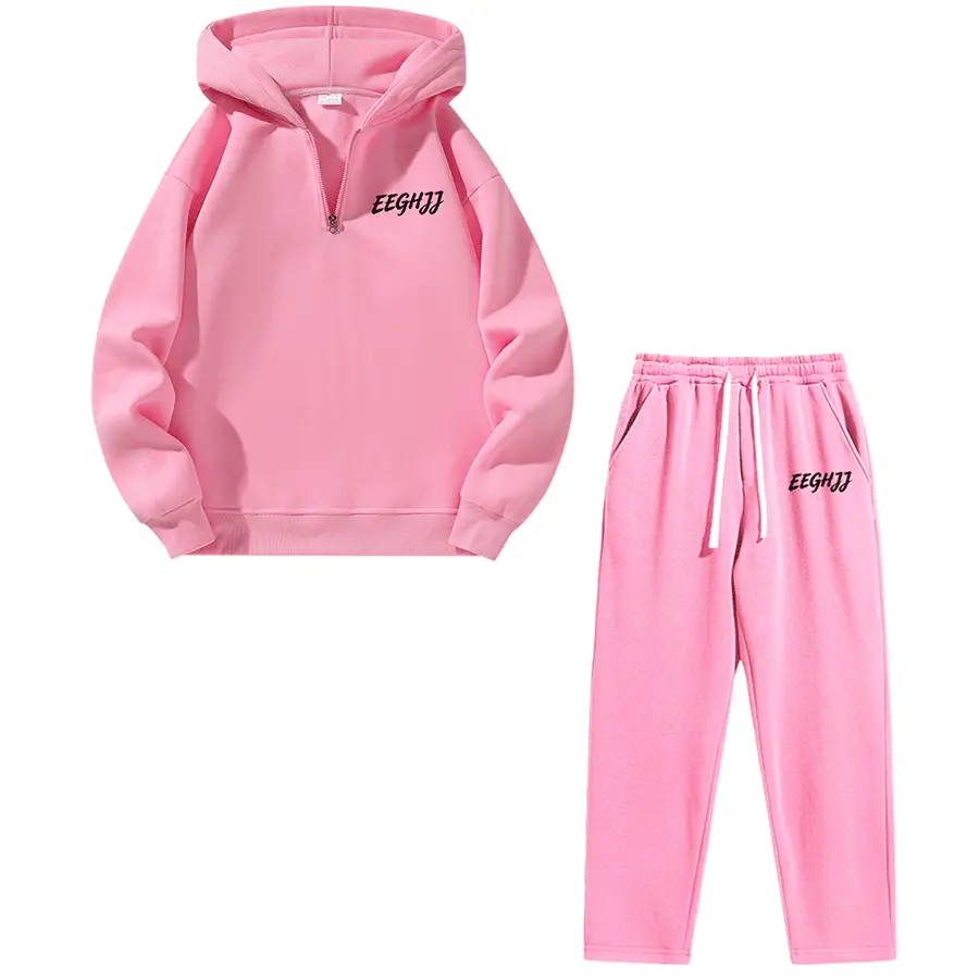Men's 2-Piece American Street Style Fashion Tracksuit Set, All-Seasons Regular Fit Basic Clothing with Printed Half-Zip Hoodie and Drawstring Pants, Casual Hoodies