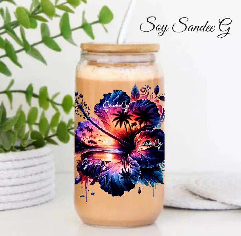 Hibiscus #5 - UVDTF Decal for cups/hard surfaces sticker