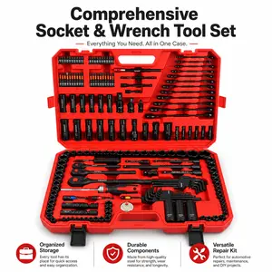 182pcs Premium Torque Wrench Tool Set,Including Car Repair And Home MaintenanceManual Tool Kit, Heavy-Duty Socket AndRatchet Wrench Combination with PortableSturdy Storage Box, Suitable for Automotive,Motorcycle drive adapter